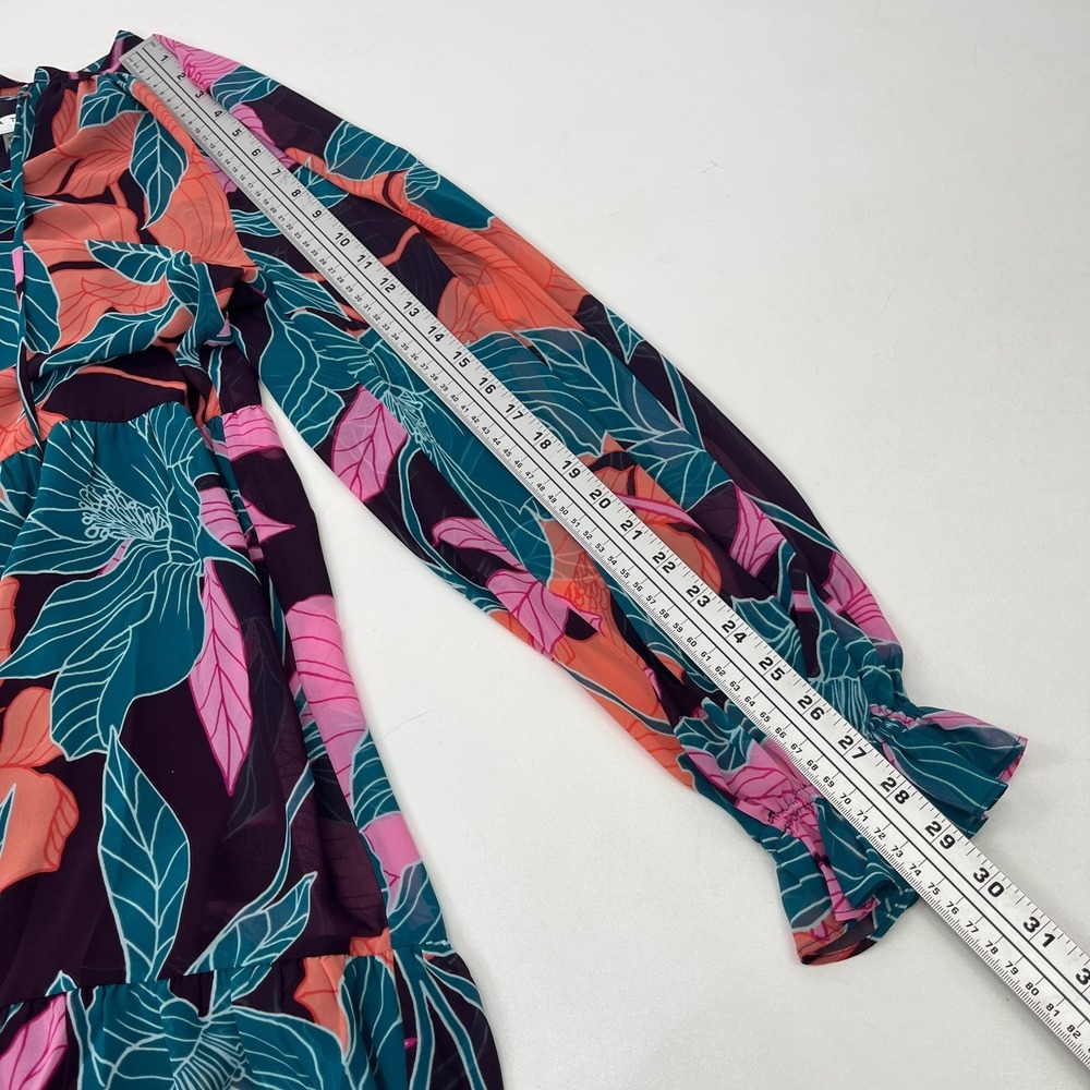 Trina Turk Rhapsodic Mini Dress Pink Green Tropical Floral Sz M Resortwear Party - Picture 13 of 15